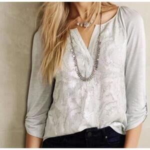 Tiny by Anthropologie Gray Starshine Silver Top Blouse - Size - Small